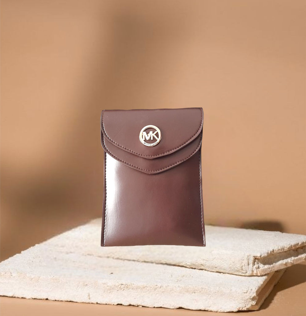 BROWN DOUBLE FLAP MOBILE POUCH
