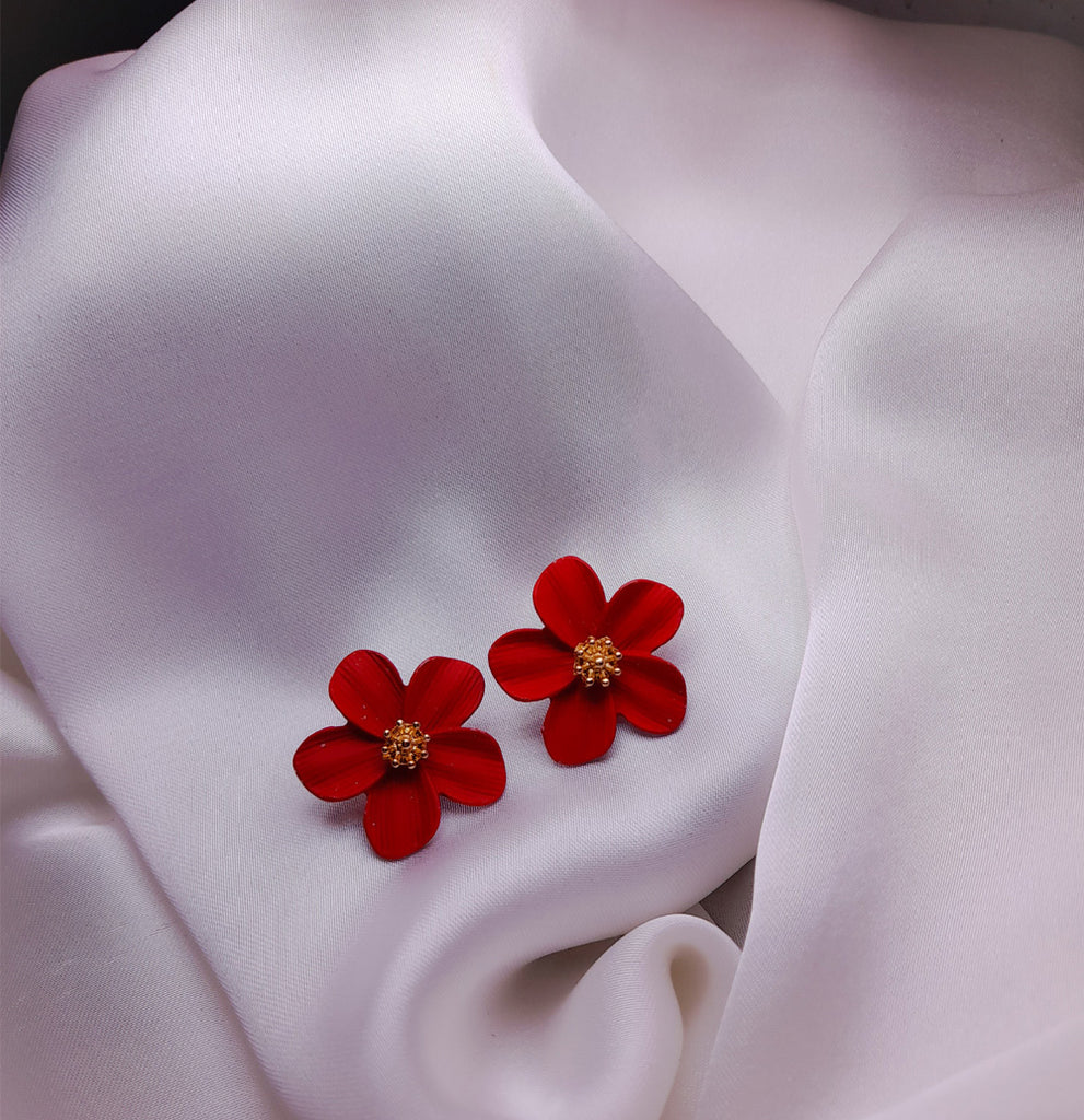 RED FLOWER EARRINGS